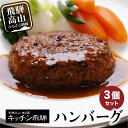 【ふるさと納税】キッチン飛騨 ハンバーグ 3個セット デミグ