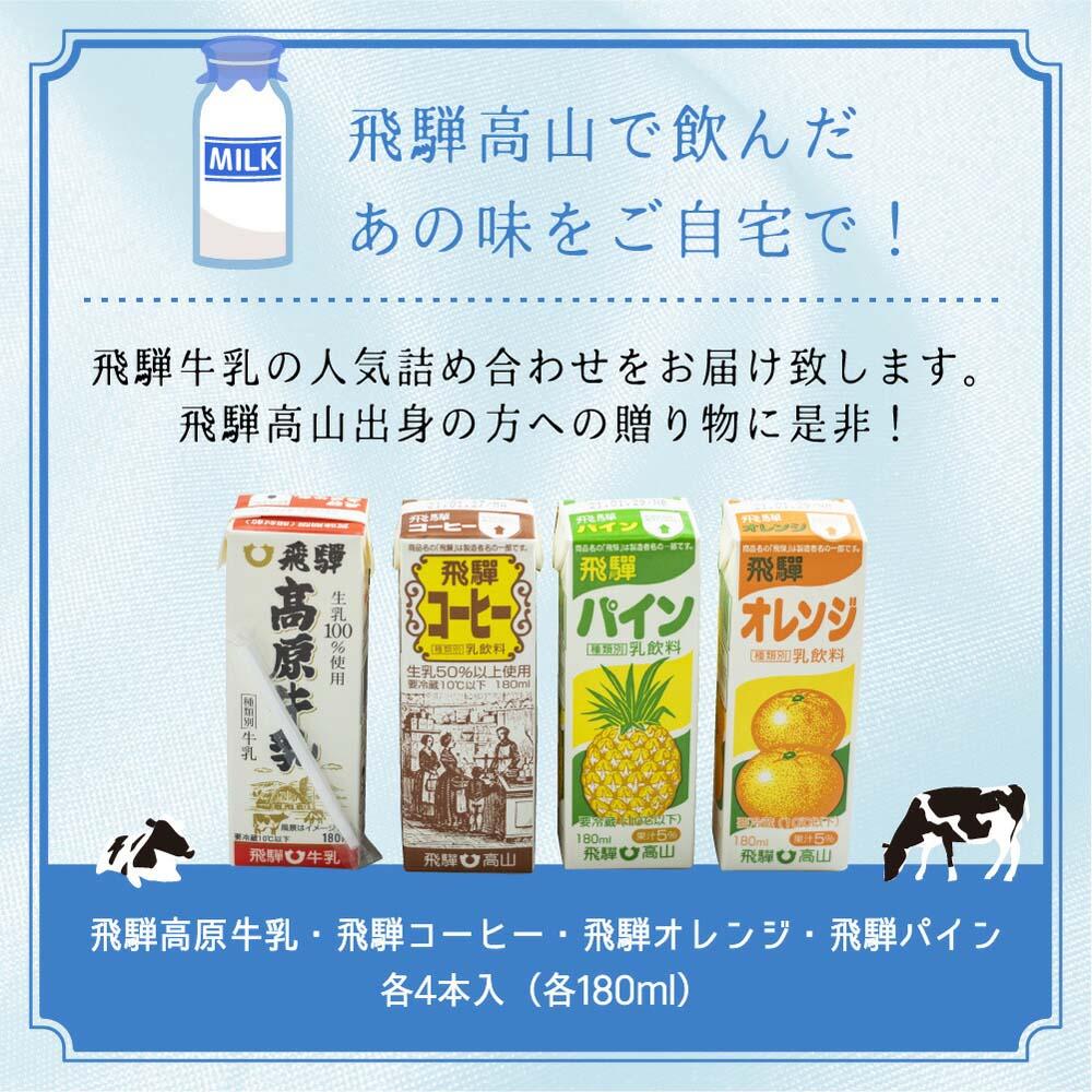 【ふるさと納税】乳飲料 詰め合わせ 定期便 3ヶ月 セット合計: 48本 ( 180ml × 16本 × 3ヶ月 ) 4種 飛騨牛乳 コーヒー牛乳 フルーツ牛乳 岐阜 高山市 飛騨高山 岐阜県 | スイーツ パックジュース 送料無料 お取り寄せ 人気 お楽しみ おすすめ