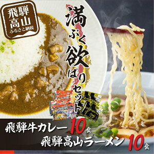 【ふるさと納税】飛騨牛カレー（160g×10袋）と飛騨高山ラーメン（2食入×5袋で10食）満腹欲ばりセット | 高山の味を満喫 飛騨牛 レトルト加工食品 カレー ラーメン セット 人気 おすすめ 飛騨高山 ふるさと清見 TR3989