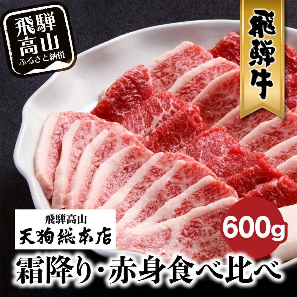 【ふるさと納税】A5 飛騨牛 焼肉 盛り合わせ ( 赤身 & 霜降り) 600g 食べ比べ 雌牛 飛騨高山 天狗総本店 黒毛和牛 肉 飛騨高山 熨斗 のし 焼肉セット TR4430