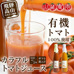 【ふるさと納税】【数量限定】飛騨高山で採れた有機栽培トマトを使って作ったトマトジュース（箱）500ml 2種セット ※数量限定※ 無添加 砂糖・塩・保存料不使用 種類おまかせ 品種色々 熨斗 のし TR4574