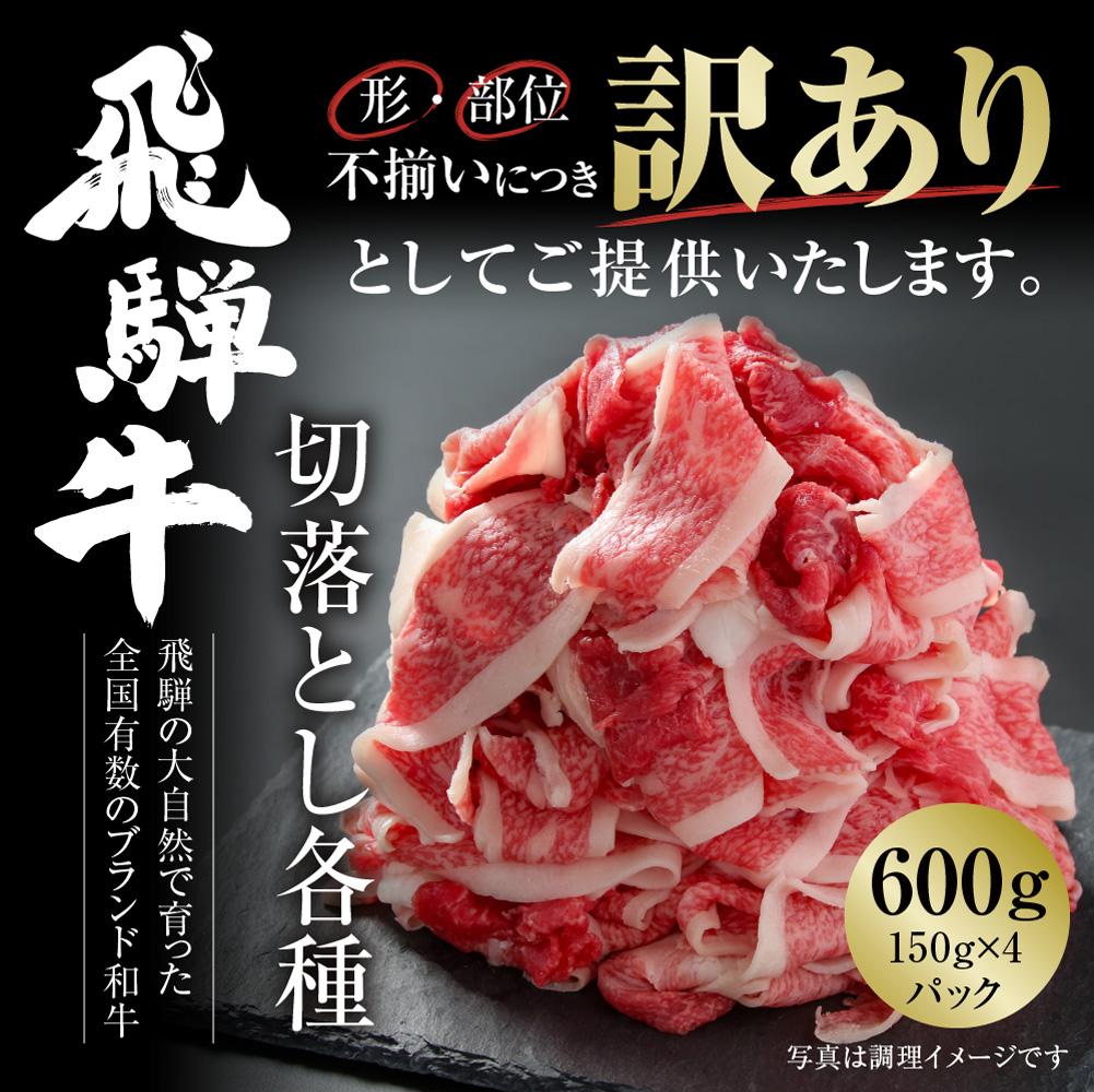 【ふるさと納税】訳あり 飛騨牛 切落とし 600g（150g×4パック）使い勝手の良い 小分け 冷凍真空パック【飛騨高山ミート MZ012】 | 肉 ..