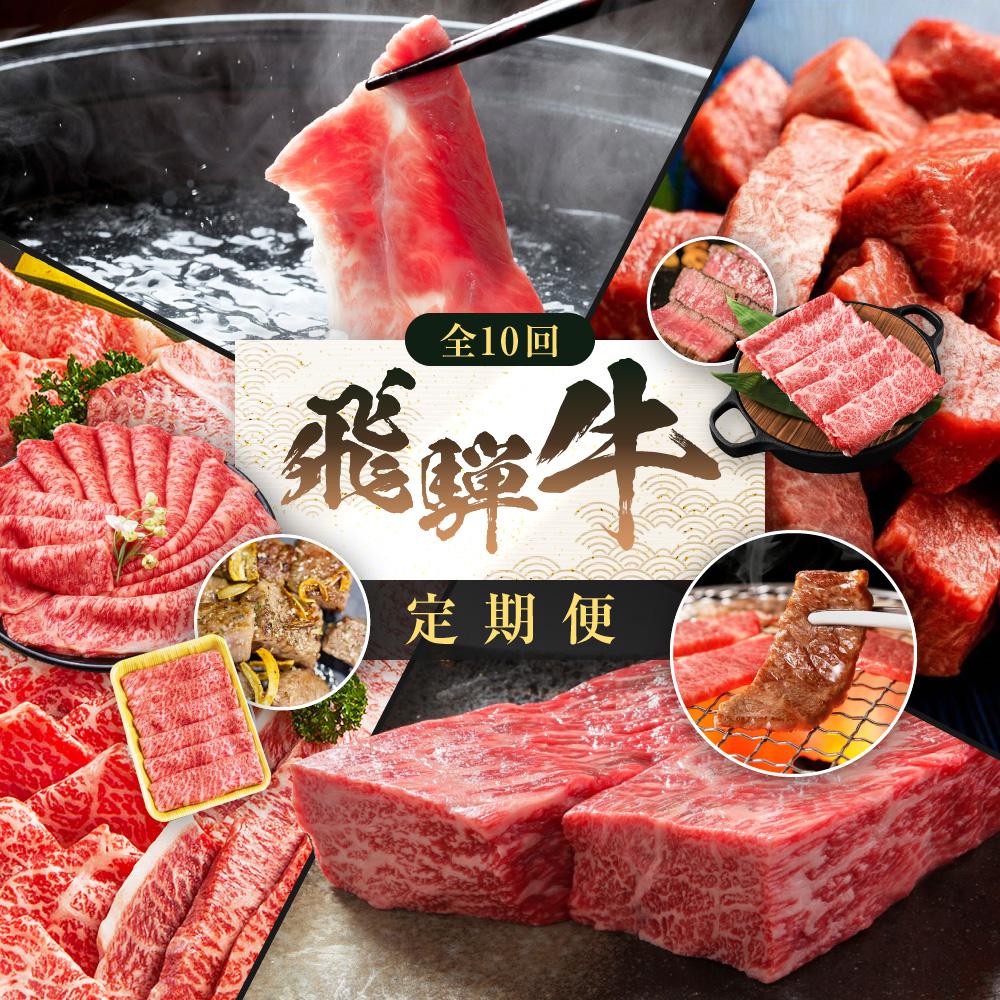 【ふるさと納税】飛騨牛 定期便 全10回 牛肉 ステーキ / 焼肉 / しゃぶしゃぶ / すき焼き | 肉 食べ比べ A5 霜降り ロース もも サーロイン 岐阜 高山市 飛騨高山 岐阜県 人気 お楽しみ おすす…