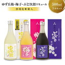 柚子酒 梅酒 ぶどう酒 果実酒 低アルコール ほろよい リキュール500ml 3本セット 飲み比べ 日本酒 飛騨 舩坂酒造 プレゼントゆず兵衛 梅子 ぶど次郎 b593