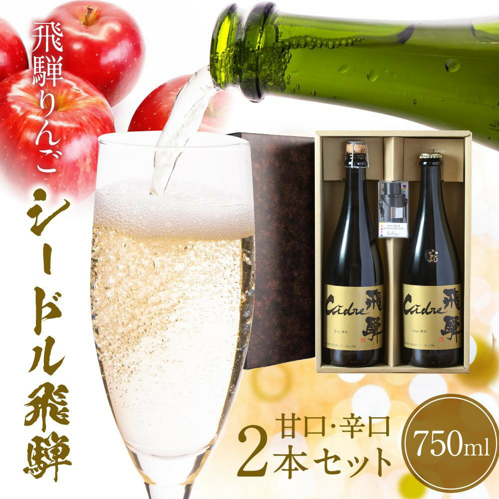 飛騨りんご シードル飛騨 辛口・甘口 750ml各1本セット | スパークリング スパークリングワイン シードル お酒 果実酒 りんご リンゴ 林檎 ワイン セット 化粧箱入り プレゼント 飛騨高山 木戸脇果樹園