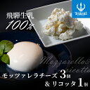 【ふるさと納税】モッツァレラ3個（1個125g） & リコッタ 1個（100g）セット　チーズ モッツァレラ リコッタチーズ 冷蔵 個包装 カプレーゼ パスタ ピザ 前菜 サラダ 新鮮 生乳 国産 低･･･