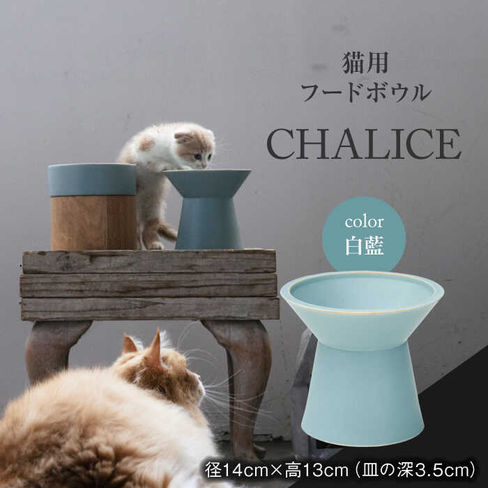 【ふるさと納税】【美濃焼】 ネコ用 フードボウル CHALICE / food bowl （ shiraai 白藍 ） / CAT【アペックスハート】 フードボウル ペット用 ペット用品 TAB011