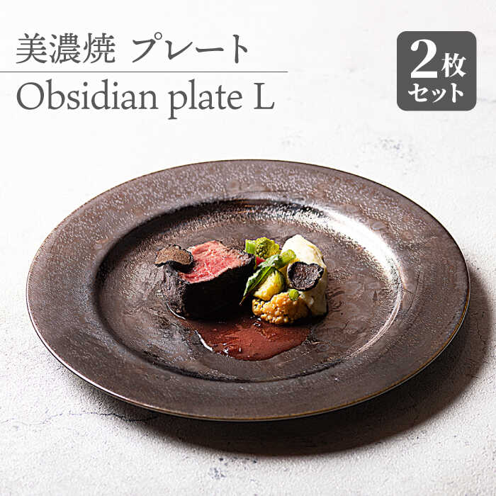 【ふるさと納税】【美濃焼】 プレートL 2枚セット Obsidian plate L pair set 【柴田商店】≪多治見市≫ 食器 大皿 ペア [TAL075]
