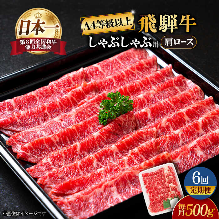 【 6回 定期便 】【 飛騨牛 しゃぶしゃぶ 用 】 A4 等級 以上 ロース / 肩ロース 500g【肉の丸長】≪多治見市≫ 和牛 ブランド牛 国産 [TAZ025]