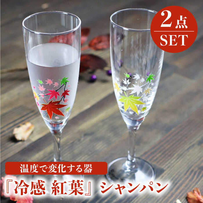 【ふるさと納税】温度で変化する 器 シャンパン ぺアセット 『冷感 紅葉』【丸モ高木陶器】≪多治見市≫ 食器 TBA131