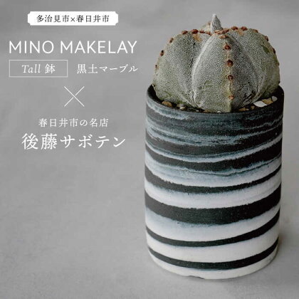 多治見市×春日井市コラボ【美濃焼】 MINO MAKELAY Tall 鉢 黒土マーブル × 【日本有数のサボテンの生産地】 春日井市の名店 後藤サボテン 【井澤コーポレーション】 [TBP167]