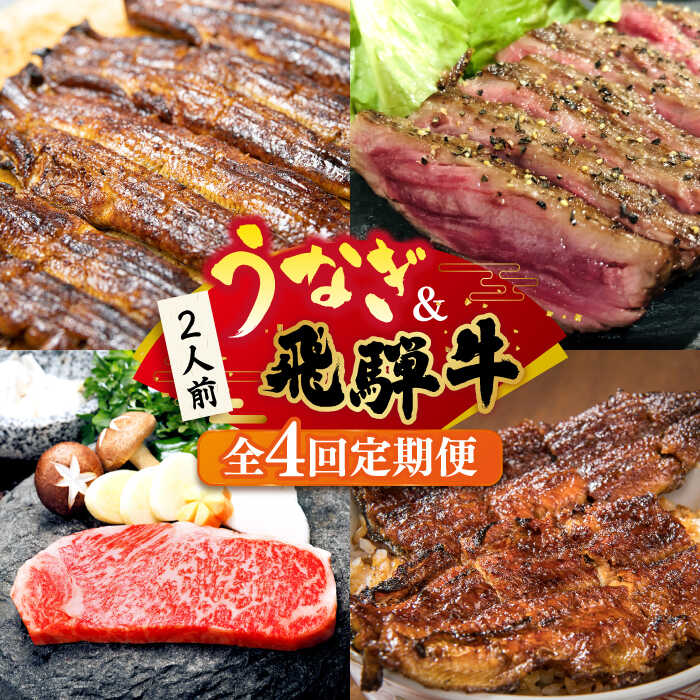 【全4回定期便】うなぎと飛騨牛 スタミナがつん！ 贅沢 うな牛 定期便 2人前 《多治見市》ステーキ ブランド牛 飛騨牛 蒲焼 高級 [TDA005]