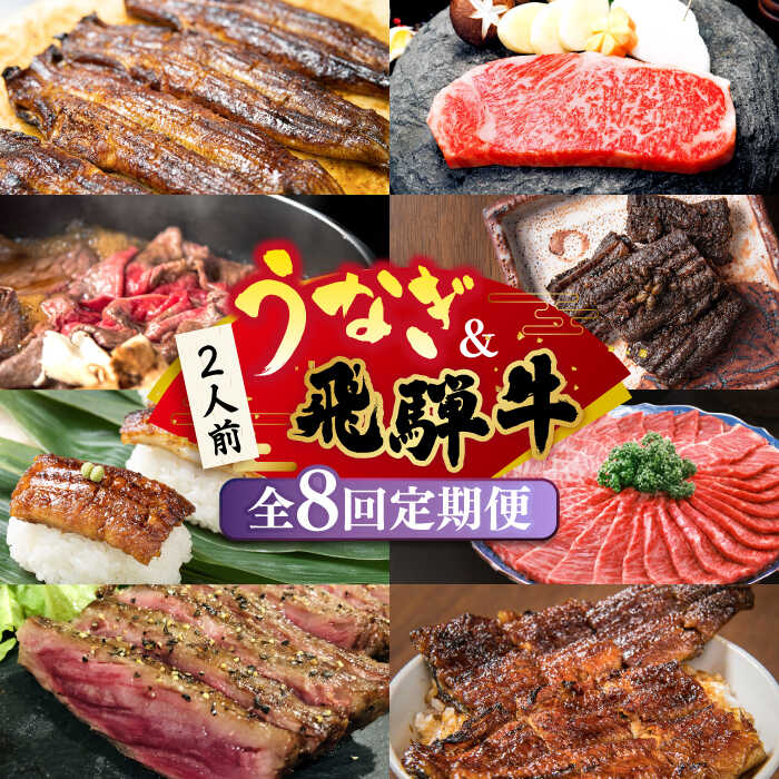 【全8回定期便】うなぎと飛騨牛 スタミナがつん！ 贅沢 うな牛 定期便 2人前 《多治見市》ステーキ ブランド牛 飛騨牛 蒲焼 高級 [TDA006]