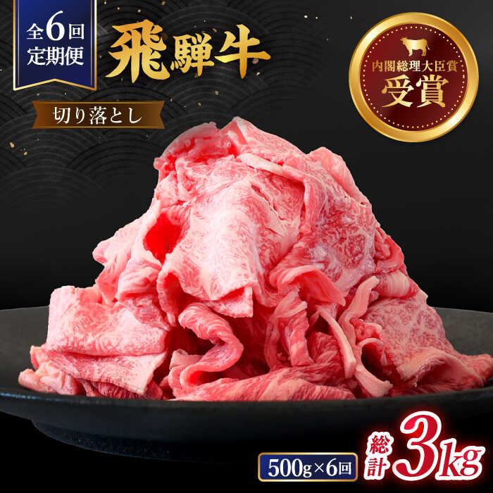 【 6回 定期便 】【 飛騨牛 】切り落とし 総計 3kg ( 1回あたり ) 500g ( 250g × 2 )【肉のひぐち】≪多治見市≫ 牛肉 国産 ブランド牛 和牛 [TDC011]