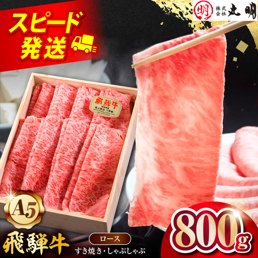 【A5等級】 飛騨牛 ロース すき焼き しゃぶしゃぶ用 800g 多治見市 / 飛騨牛の丸明 冷凍 和牛 赤身 霜降り[THL007]