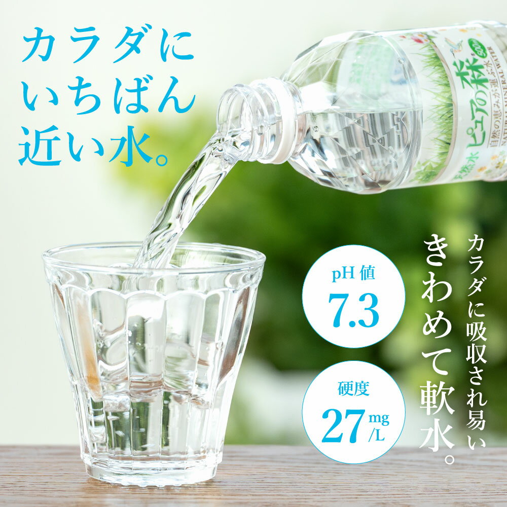 【ふるさと納税】硬度27mg/L 超軟水! ミネラルウォーター 500ml 送料無料 48本 軟水 ペットボトル 天然水 飲料水 ピュアの森 24本 2ケース かわいい おしゃれ 水 長良川 名水 国産 オゾン殺菌 保存用 ローリングストック 災害対策 非常用 備蓄 S8-14