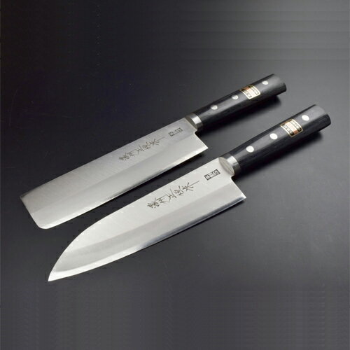 【ふるさと納税】DPクラッド 包丁2点セット(三徳・薄刃) 濃州正恒作 丸口金付(C-1213)H40-05