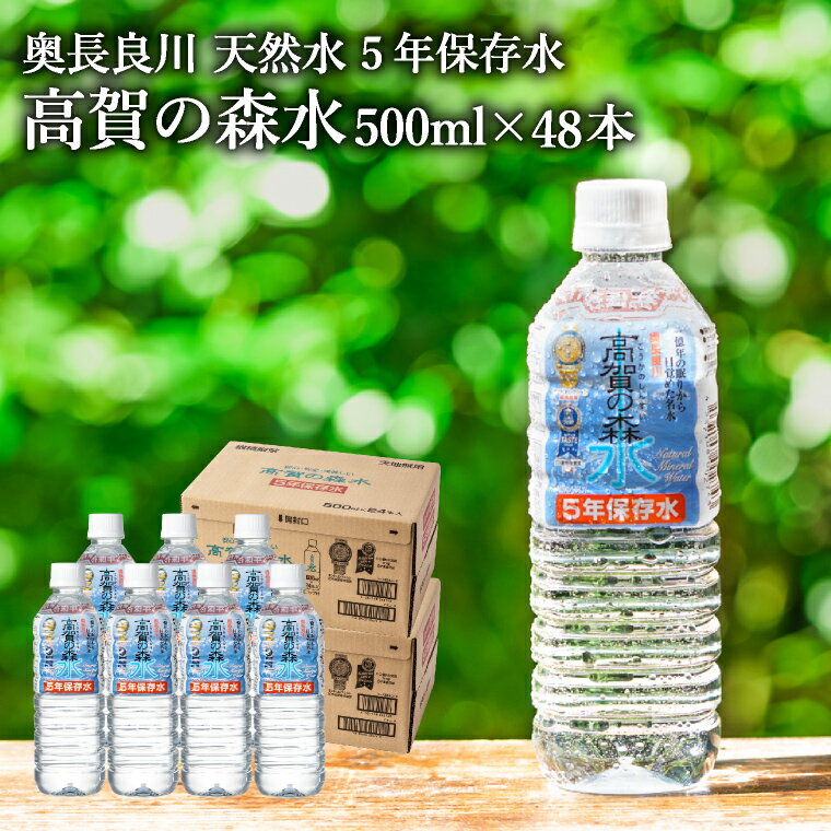 【ふるさと納税】S17-22 高賀の森水 5年保存水 48本（500ml24本入×2ケース） ～非常用 災害対策 モンドセレクション最高金賞連続受賞！ ペットボトル 水～