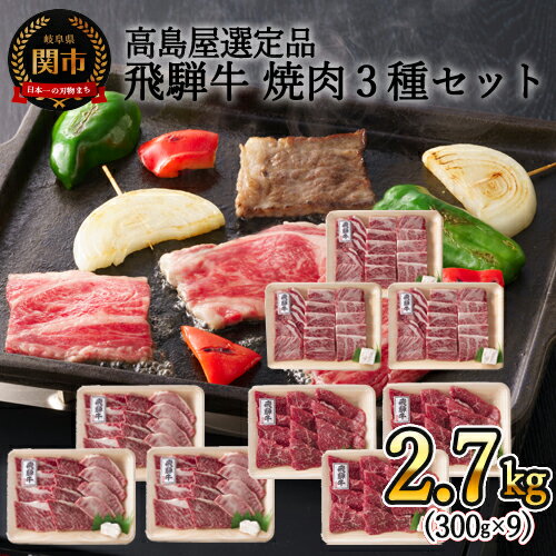 【59E1496】〈飛騨牛〉焼肉三昧小分けセット（計2.7kg）【高島屋限定品】