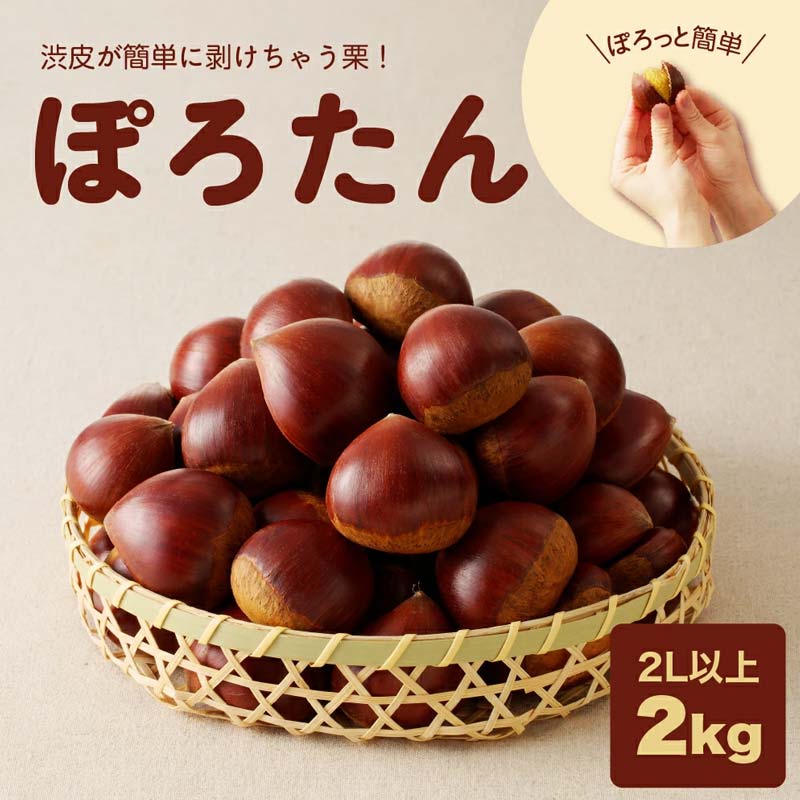 【ふるさと納税】生栗 大粒 2L以上 2kg【期間限定】東美濃 ぽろたん 和栗 国産栗 くり 栗 低温貯蔵 栗おこわ 栗ご飯 甘露煮 渋皮煮 お菓子作り お取り寄せ 岐阜県 中津川市 10月下旬-11月中旬発送 送料無料 20050のサムネイル