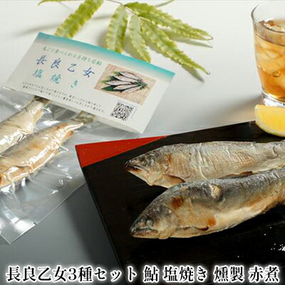 長良乙女3種セット 鮎 塩焼き 燻製 赤煮 [ 和食 惣菜 魚 若鮎 子持ち鮎 加工品 骨 丸ごと 食べられる スモーキー 煮魚 焼き魚 つまみ おかず お酒 晩酌 あて お供 肴 魚料理 調理済み 川魚 ]