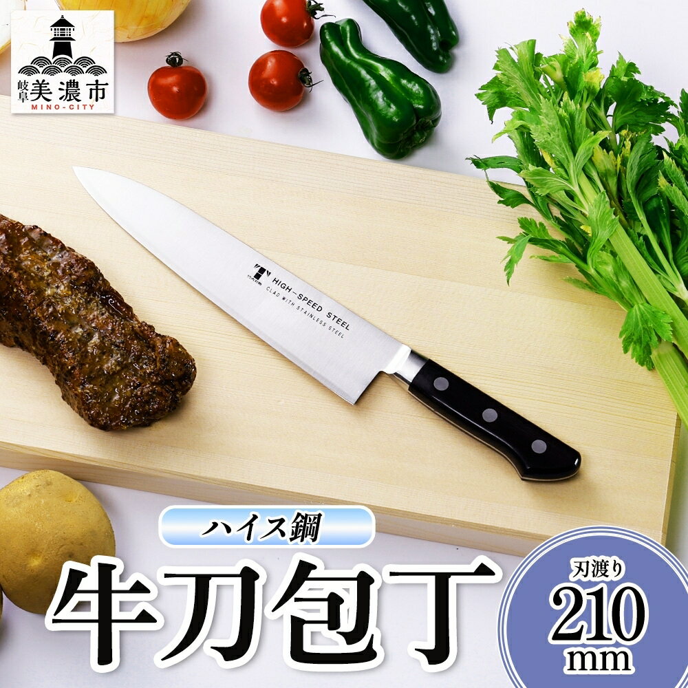 ハイス鋼 シリーズ 牛刀 210mm シェフナイフ 包丁 ナイフ キッチン用品 調理器具 キッチングッズ 切れ味 洋包丁 切れ味 高品質 プロ仕様 耐久性 日本製 料理 プレゼント ギフト 贈り物 送料無料 竹内刃物製作所 岐阜県 美濃市