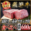 【ふるさと納税】飛騨牛 霜降り・赤身ブロック肉 食べ比べ 約600g(各約300g)【配送不可地域:離島】【1530627】