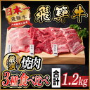 【ふるさと納税】飛騨牛 焼肉厳選3種食べ比べセット(カルビ・トモサンカク・モモ) 約1.2kg【配送不可地域:離島】【1531176】