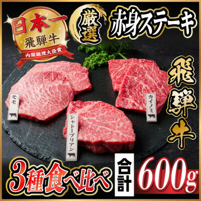 飛騨牛 赤身ステーキ3種食べ比べセット 計約600g [冷蔵便][配送不可地域:離島]