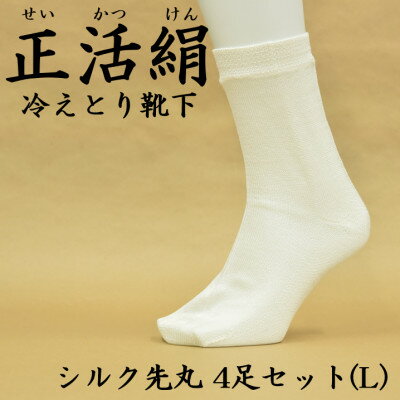 【ふるさと納税】正活絹 冷えとり靴下 シルク先丸 4足セット(Lサイズ)【1584080】