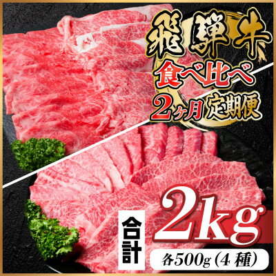 【ふるさと納税】【毎月定期便】飛騨牛 2種食べ比べ定期便 計2kg全2回【配送不可地域:離島】【4057105】