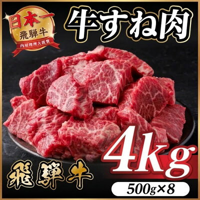 飛騨牛 牛すね肉 角切り 約4kg(約500g×8) 訳あり【冷蔵便】A4等級以上【配送不可地域：離島】【1786476】