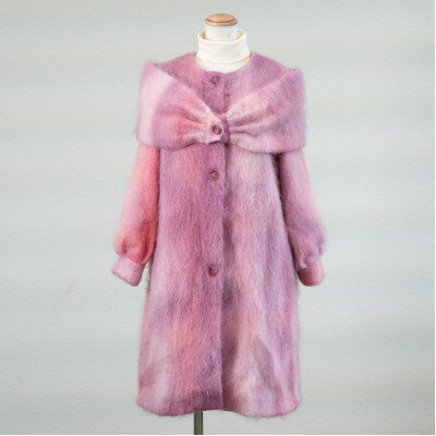 流し染め ピンクモヘアコート
