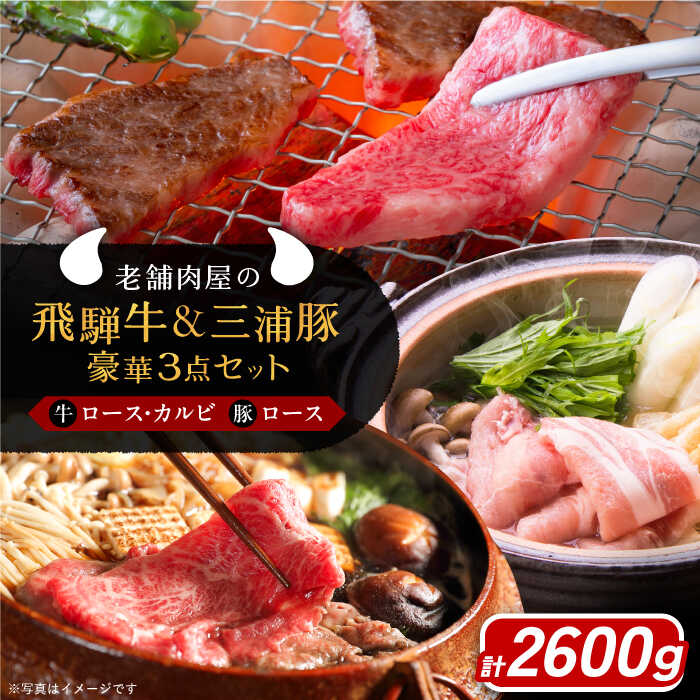 【ふるさと納税】飛騨牛ロース1kg カルビ700g 三浦豚ロース900g 豪華3点セット しゃぶしゃぶ・焼肉 和牛 国産 霜降り 恵那市 / 岩島屋【AUAJ014】
