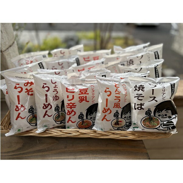 【ふるさと納税】 ベジタリアン の ラーメン 4種 & 焼きそば セット 5種 各4食 計20食 | わらべ村 即席 インスタント インスタントラーメン 麺 袋麺 人気 しょうゆ みそ とんこつ風 豆乳担々麺風 保存食 備蓄 食品 岐阜 岐阜県 美濃加茂市 送料無料 M20S46