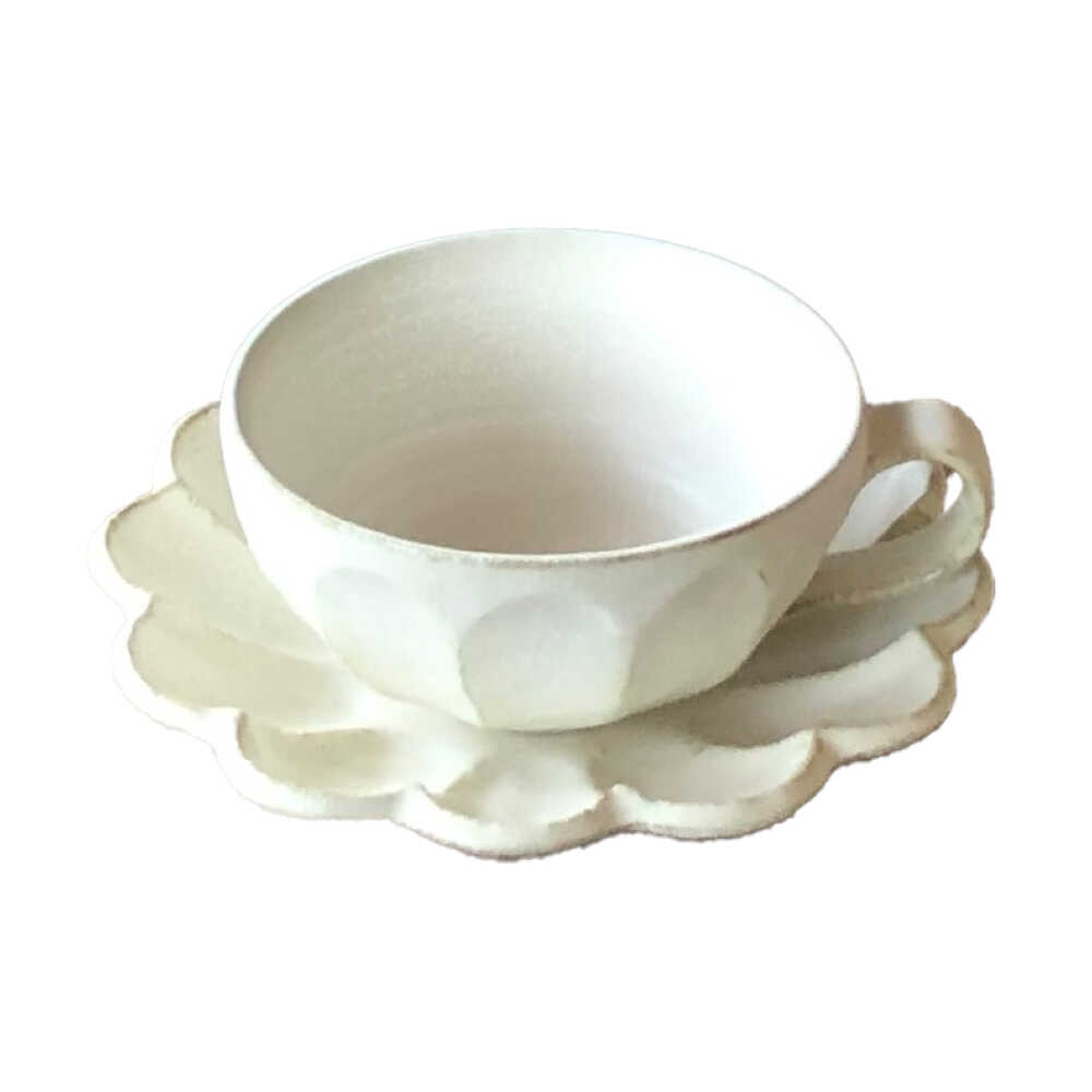 【ふるさと納税】【美濃焼】リンカ スープカップ＆ソーサー 白練【カネコ小兵製陶所】【TOKI MINOYAKI返礼品】食器 小皿 おしゃれ [MBD101]