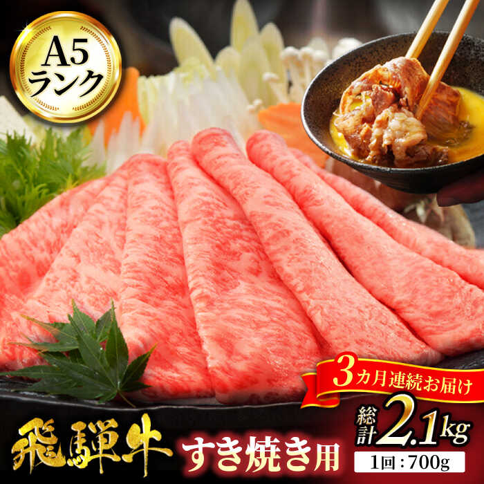 [3回定期便]A5ランク 飛騨牛 すき焼き用 スライス 700g 総計2,100g[有限会社マルゴー] 