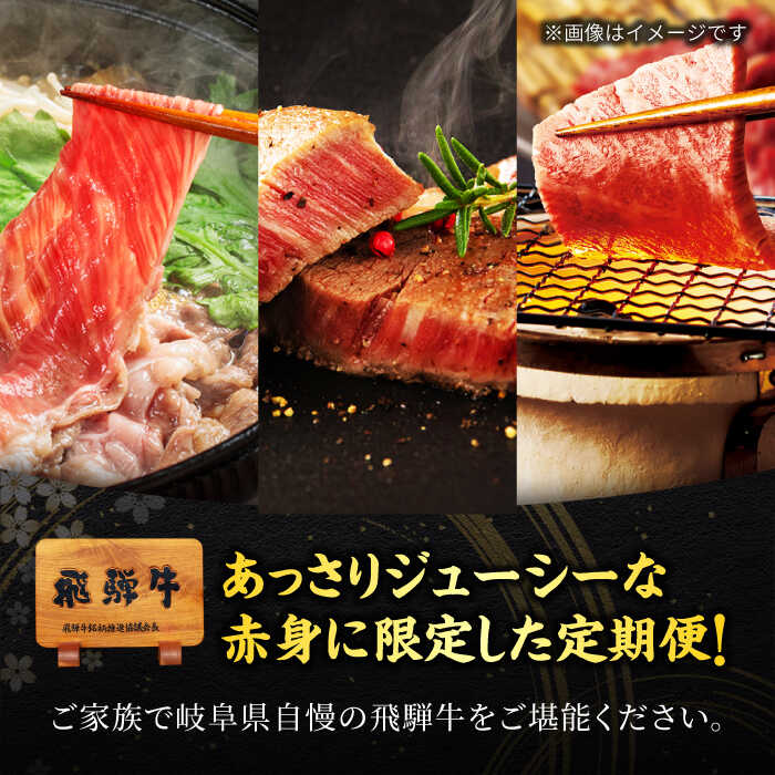 【ふるさと納税】【3回定期便】赤身好きのための飛騨牛 A5ランクコース 約4人前 総計2kg 焼肉用 すきやき用 ステーキ用【有限会社マルゴー】[MBE026] f212121-toki-10000788 岐阜県土岐市 サンプル画像2