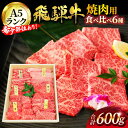 【ふるさと納税】 A5ランク 飛騨牛 焼肉用 6種食べ比べセット 計600g【有限会社マルゴー】[MBE041]