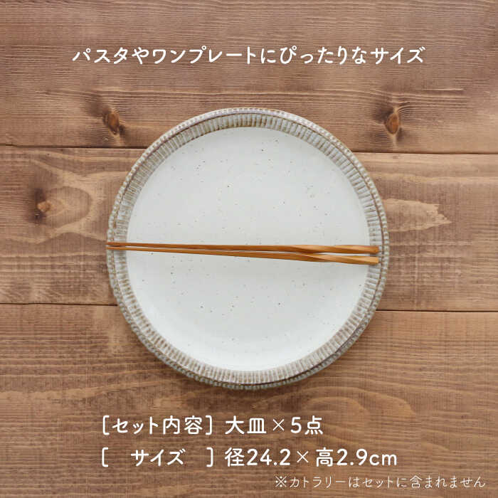 【ふるさと納税】【美濃焼】大皿 24cm 渕錆粉引 5枚セット【EAST table】≪土岐市≫ 食器 うつわ プレート [MBS001]