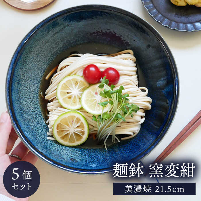 [美濃焼]麺鉢 21.5cm 窯変紺 5個セット[EAST table]≪土岐市≫食器 うつわ どんぶり 