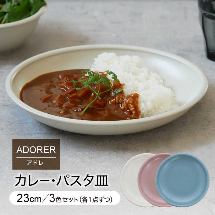 【ふるさと納税】【美濃焼】カレー・パスタ皿 23cm 3色セ