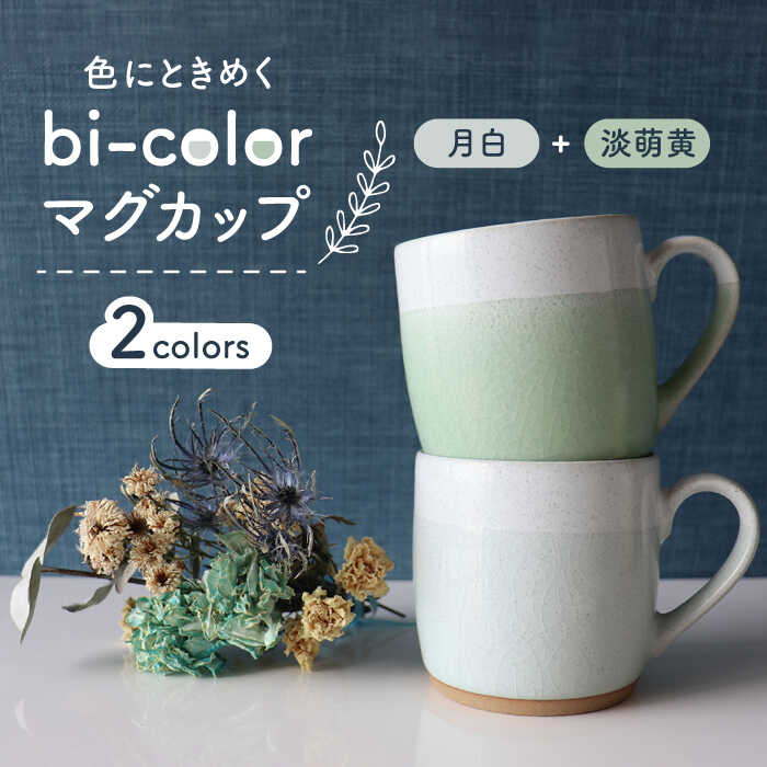 【美濃焼】bi-color マグカップ 2色セット (月白・淡萌黄)【山二製陶所】≪土岐市≫ 食器 コーヒーカップ ティーカップ [MDA004]