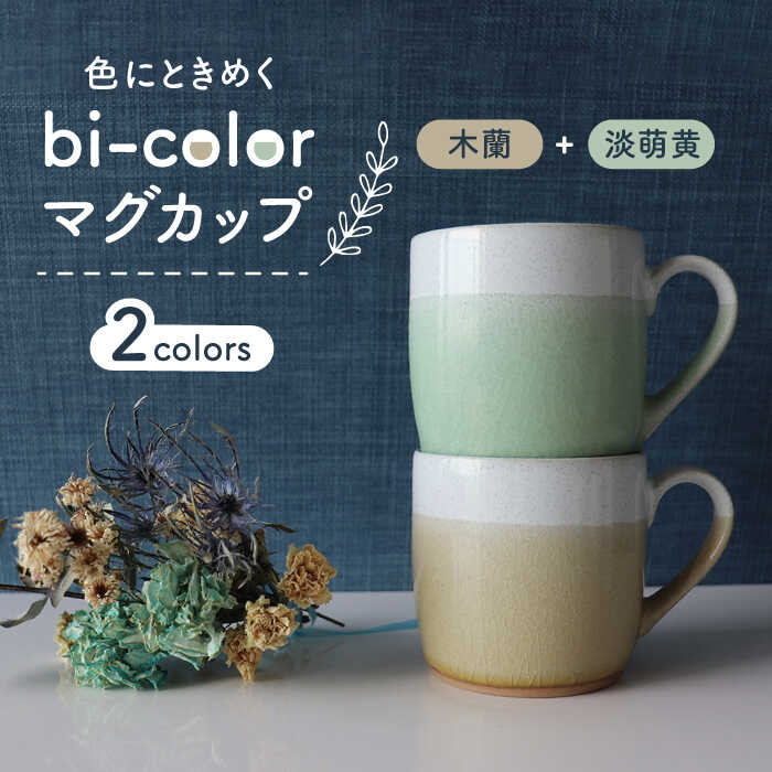 【美濃焼】bi-color マグカップ 2色セット (淡萌黄・木蘭)【山二製陶所】≪土岐市≫ 食器 コーヒーカップ ティーカップ [MDA007]