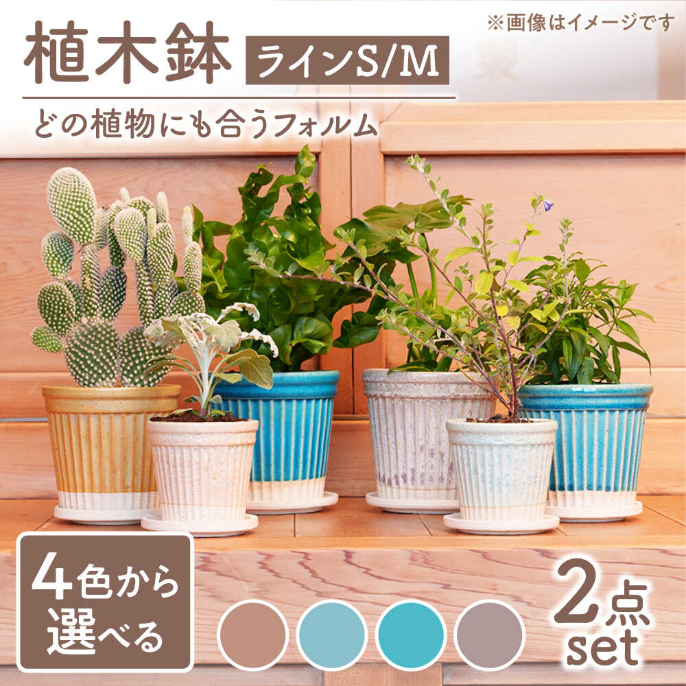 【ふるさと納税】【美濃焼】色が選べる 植木鉢 ラインS,M【BIJINTOUKI/美人窯】 植...
