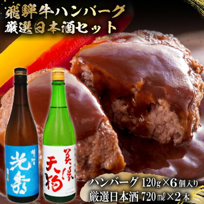 8-7　飛騨牛 ハンバーグ120g×6個入り　+　厳選日本酒720ml×2本