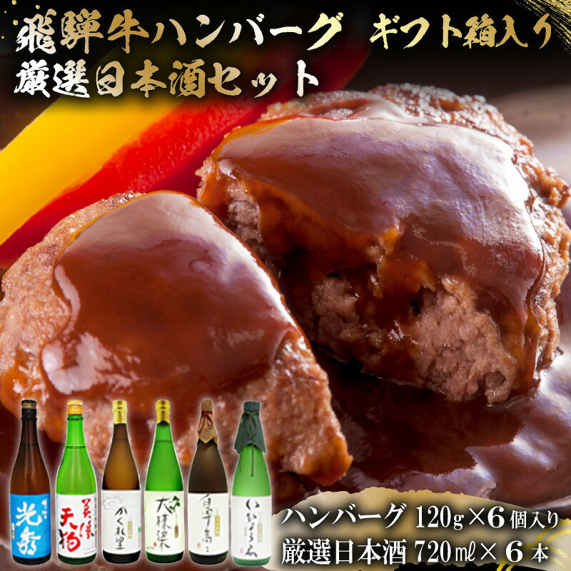 【ふるさと納税】9-7 飛騨牛 ハンバーグ120g 6個入り + 厳選日本酒720ml 6本