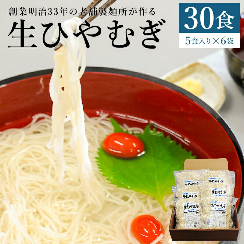 麺類(ひやむぎ)人気ランク16位　口コミ数「0件」評価「0」「【ふるさと納税】ひやむぎ 老舗製麺所が作る生ひやむぎ 30食 5食入り×6袋 添加物ひかえめ 送料無料」