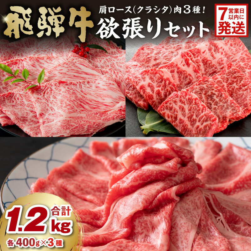 飛騨牛セット 肩ロース(クラシタ)肉(すき焼き用・しゃぶしゃぶ用・焼き肉用)各400g 岐阜県 可児市 お肉 肉 牛肉 ブランド牛 ブランド和牛 柔らかい 旨味 霜降り お取り寄せ グルメ 送料無料