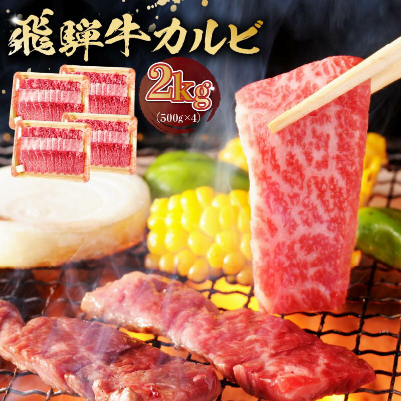 【ふるさと納税】飛騨牛 カルビ 2kg （500g×4） ｜